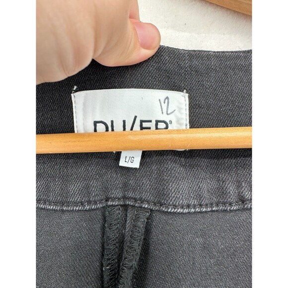 DU/ER Performance Tailored Jumpsuit Size L Black Denim Pockets Snap V Neck - Picture 11 of 12